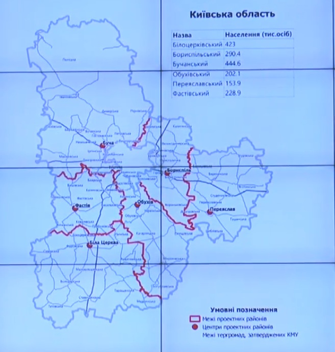 карта районов Киевской области