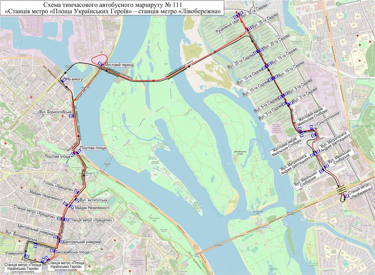 Подольско-Воскресенским мостом будет курсировать новый временный автобусный  маршрут № 111 (схема) | 100realty.ua