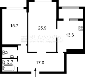 Квартира W-7453314, Верхогляда Андрея (Драгомирова Михаила), 15, Киев - Фото 1