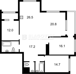 Квартира W-7336427, Верхогляда Андрея (Драгомирова Михаила), 17, Киев - Фото 2